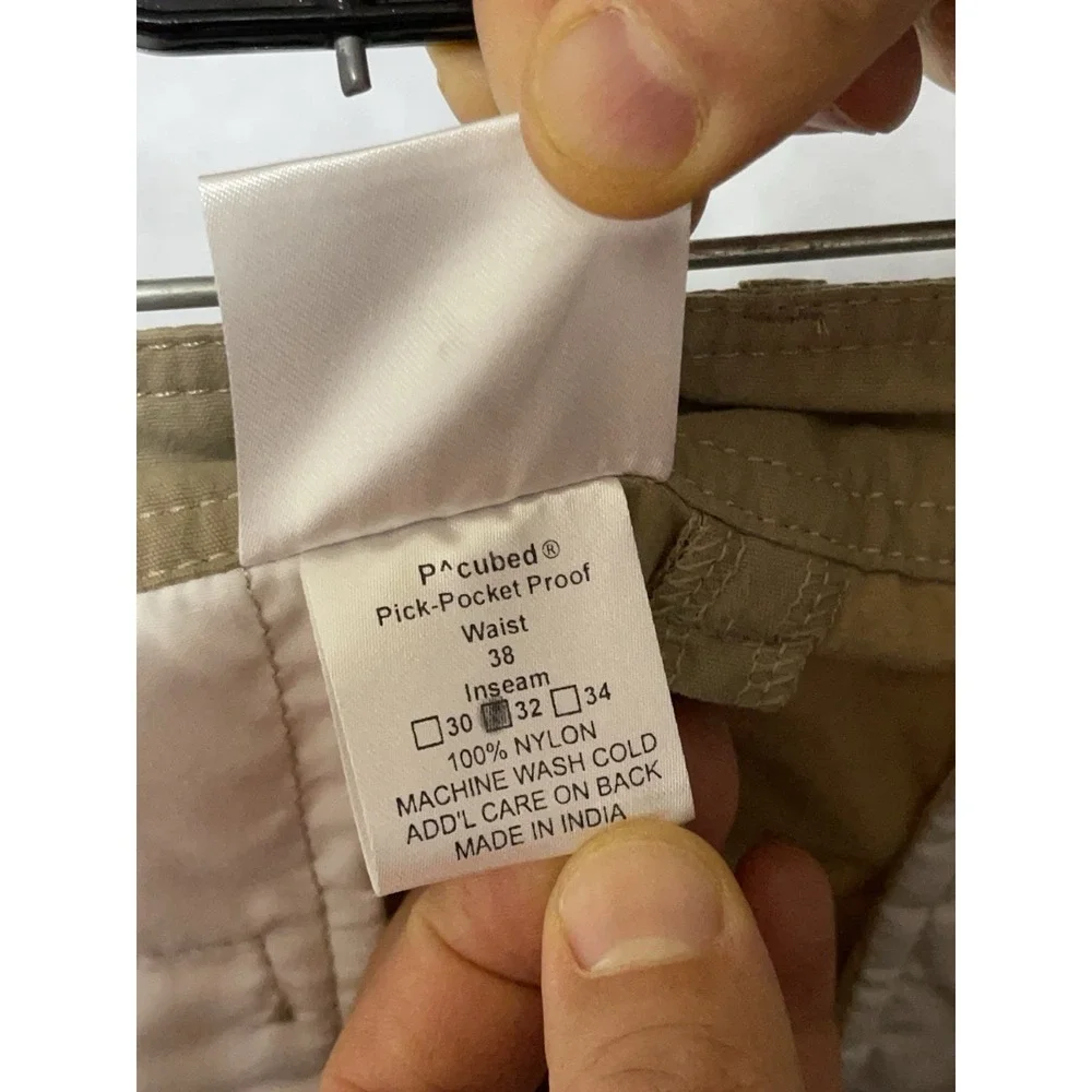 Clothing Arts Pants Men 38X32 Beige P Cubed Pick Pocket Proof Active Performance